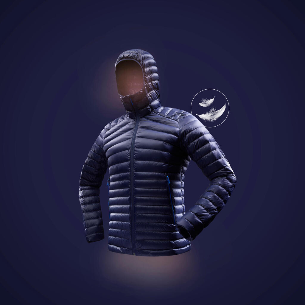 Men’s hiking hooded down jacket -5°C MH100 - Blue