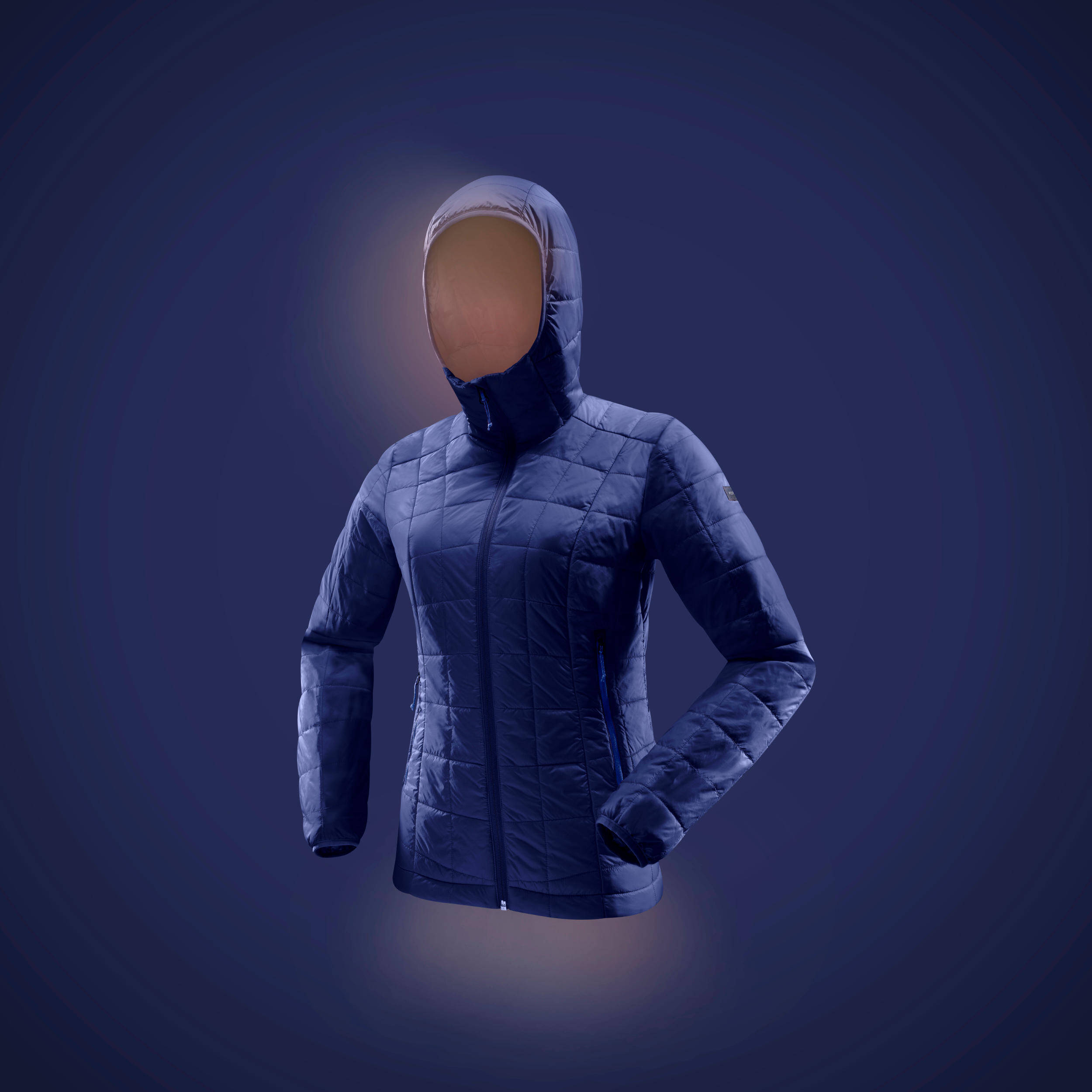 Women’s Hooded Mountain Trekking Insulated Jacket TREK100 - Blue -  2