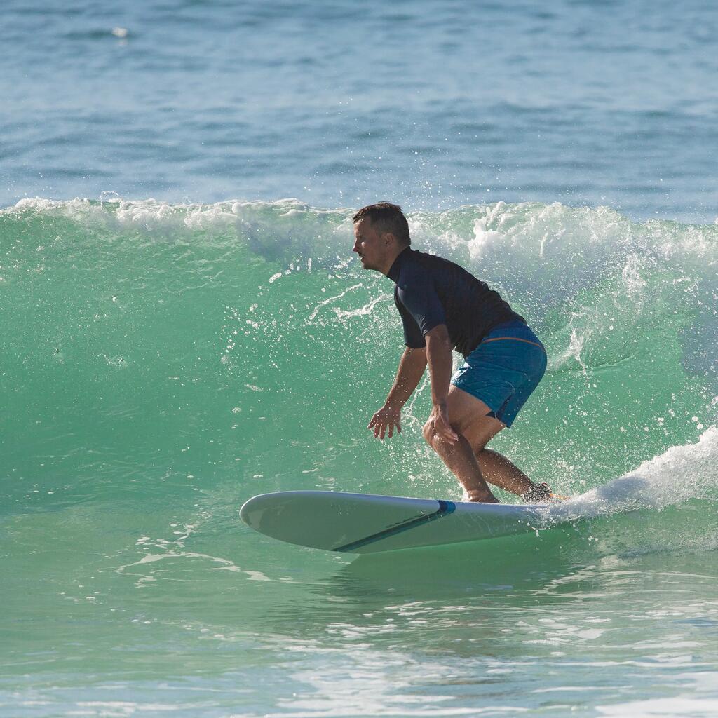 Κοντό μαγιό βερμούδα 500 για surf - Ρίγες/Πετρόλ