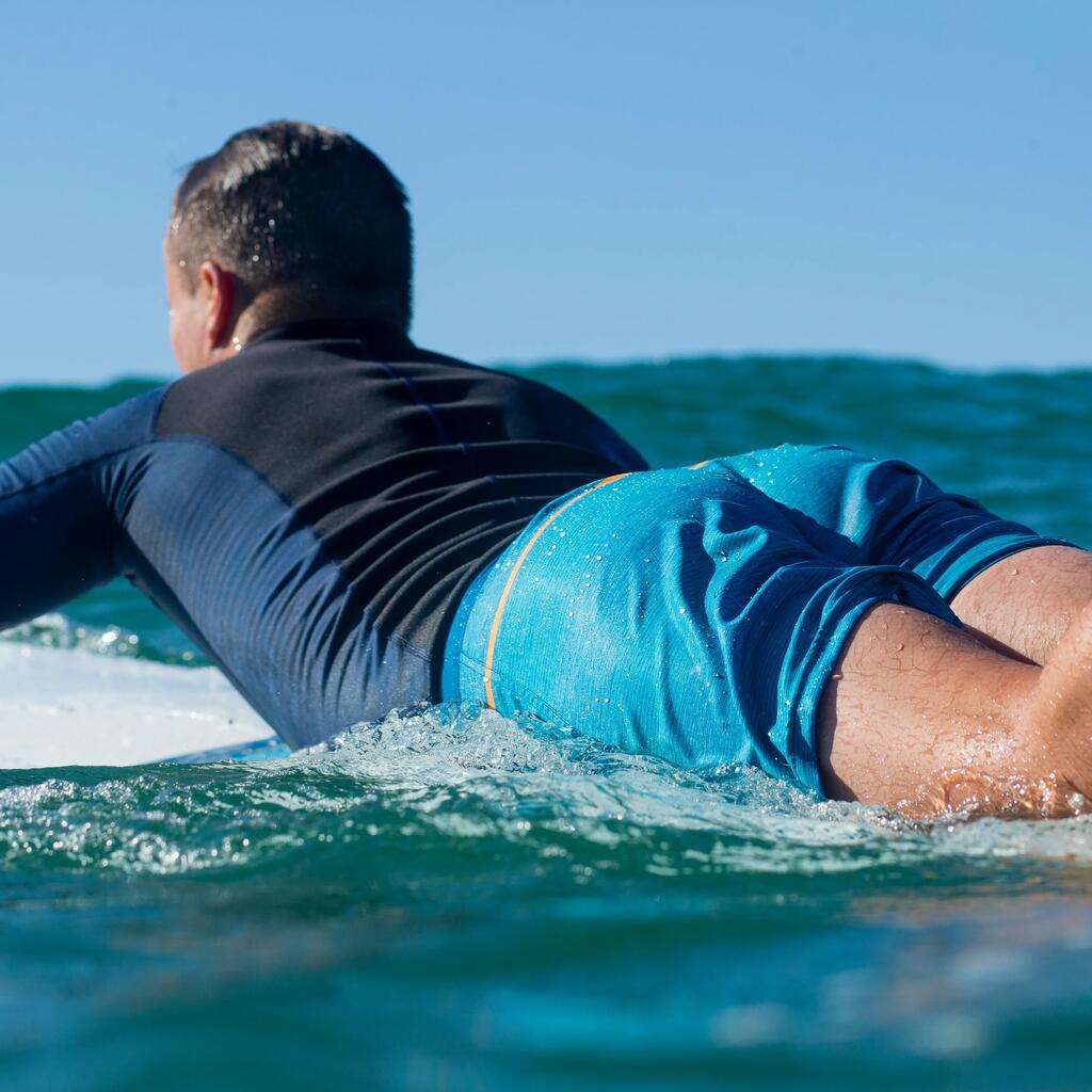 Κοντό μαγιό βερμούδα 500 για surf - Ρίγες/Πετρόλ