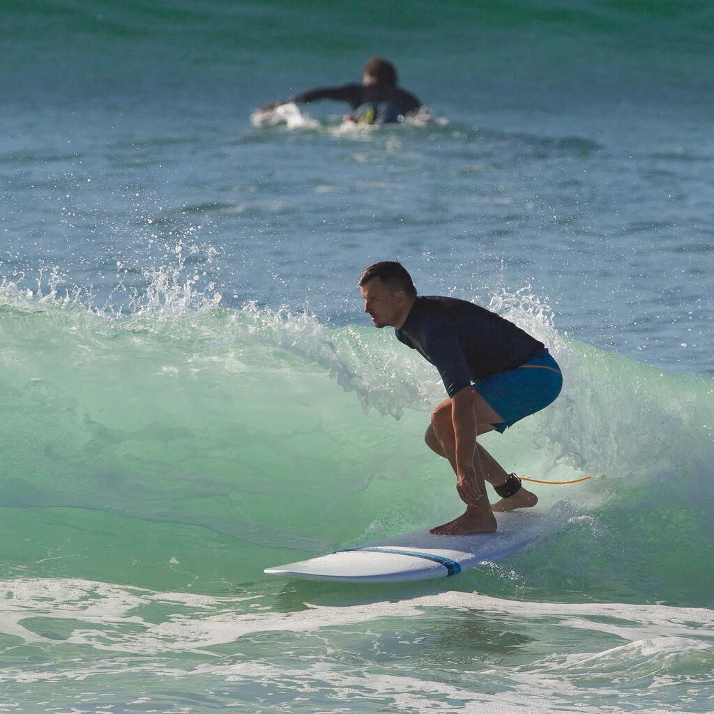 Κοντό μαγιό βερμούδα 500 για surf - Ρίγες/Πετρόλ