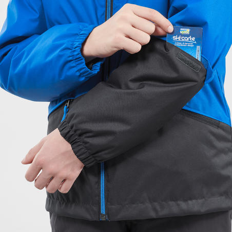 VESTE DE SKI ENFANT CHAUDE ET IMPERMEABLE 100 BLEUE