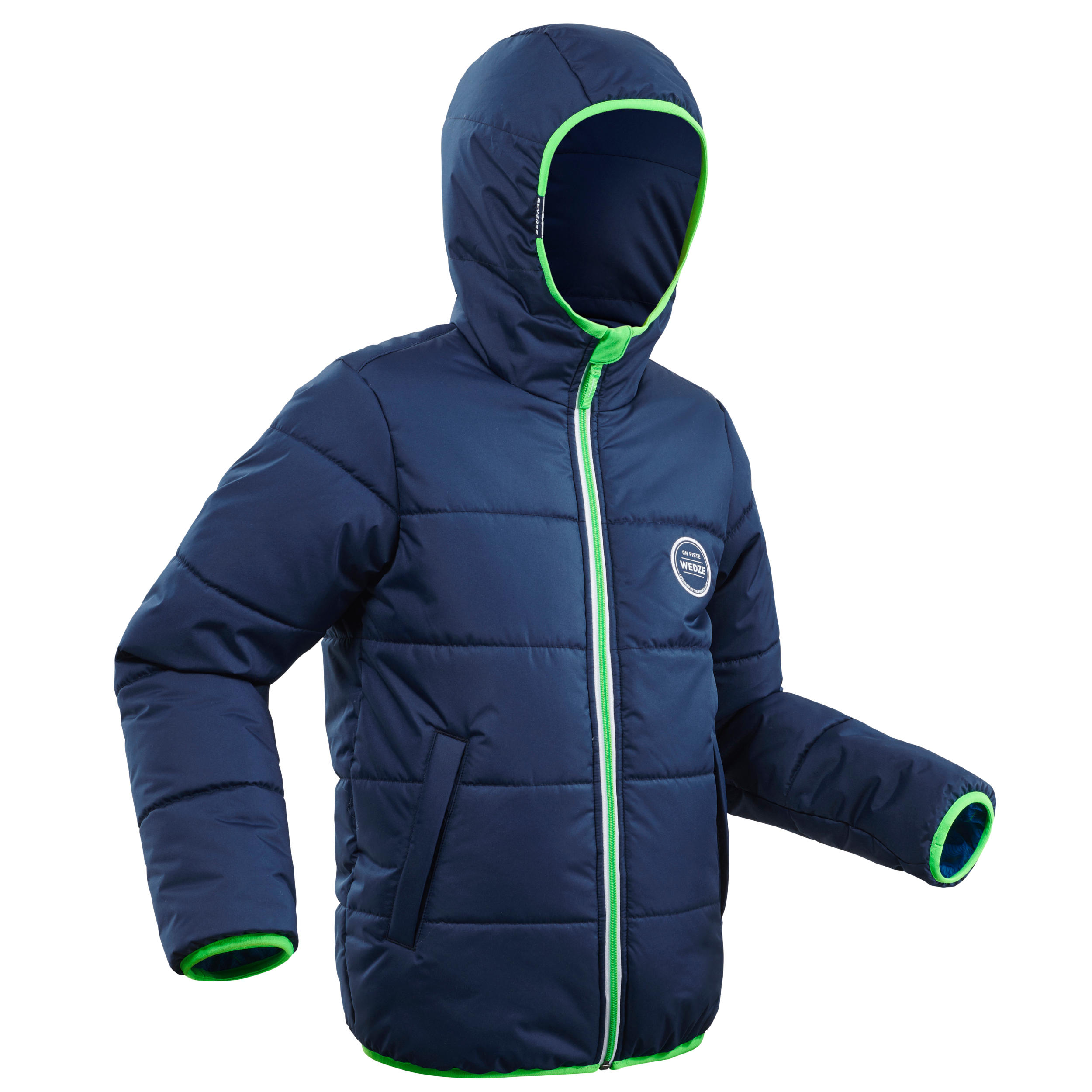 

Kids' Ski Jacket Warm Reverse 100 - Blue and Green -  By WEDZE | Decathlon, Blue/green