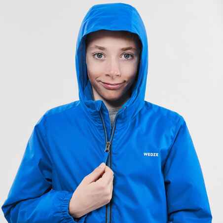 KIDS’ WARM AND WATERPROOF SKI JACKET 100 BLUE