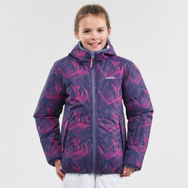 Chaqueta de Esquí y Nieve Niños Ski-P 100 Warm Reversible Azul Rosa