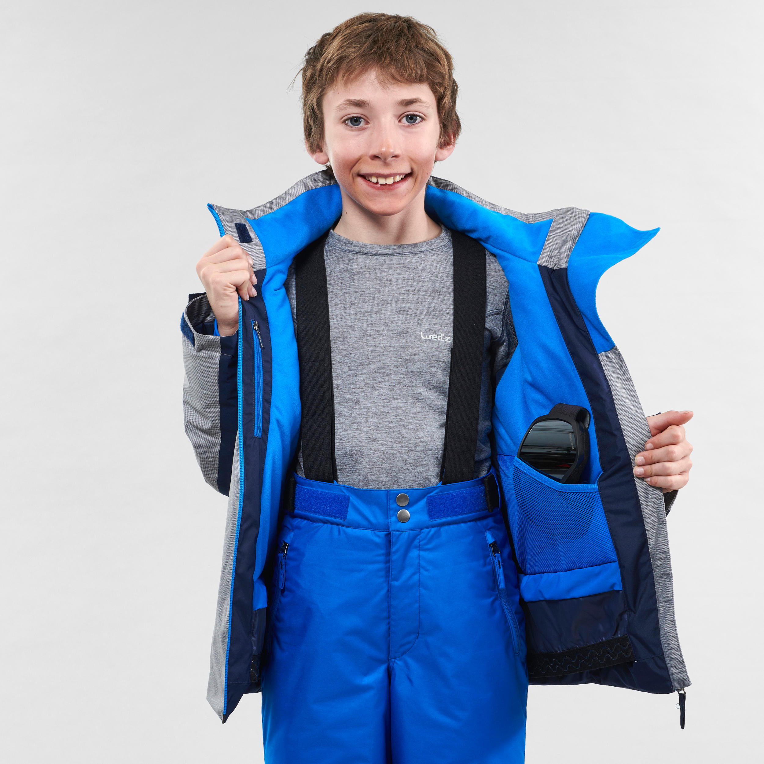 CHILDREN'S SKI JACKET 500 - GREY AND BLUE 8/13
