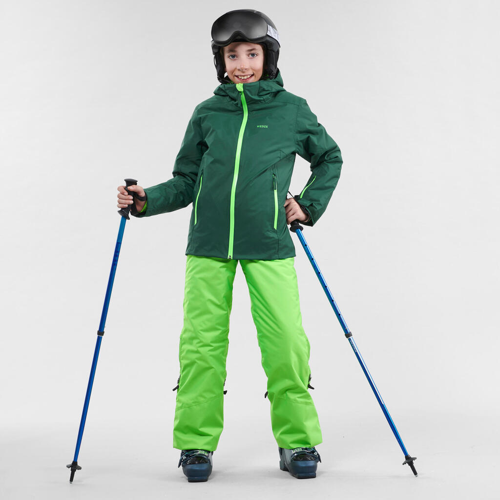 KIDS' SKI TROUSERS PNF 500 - GREEN