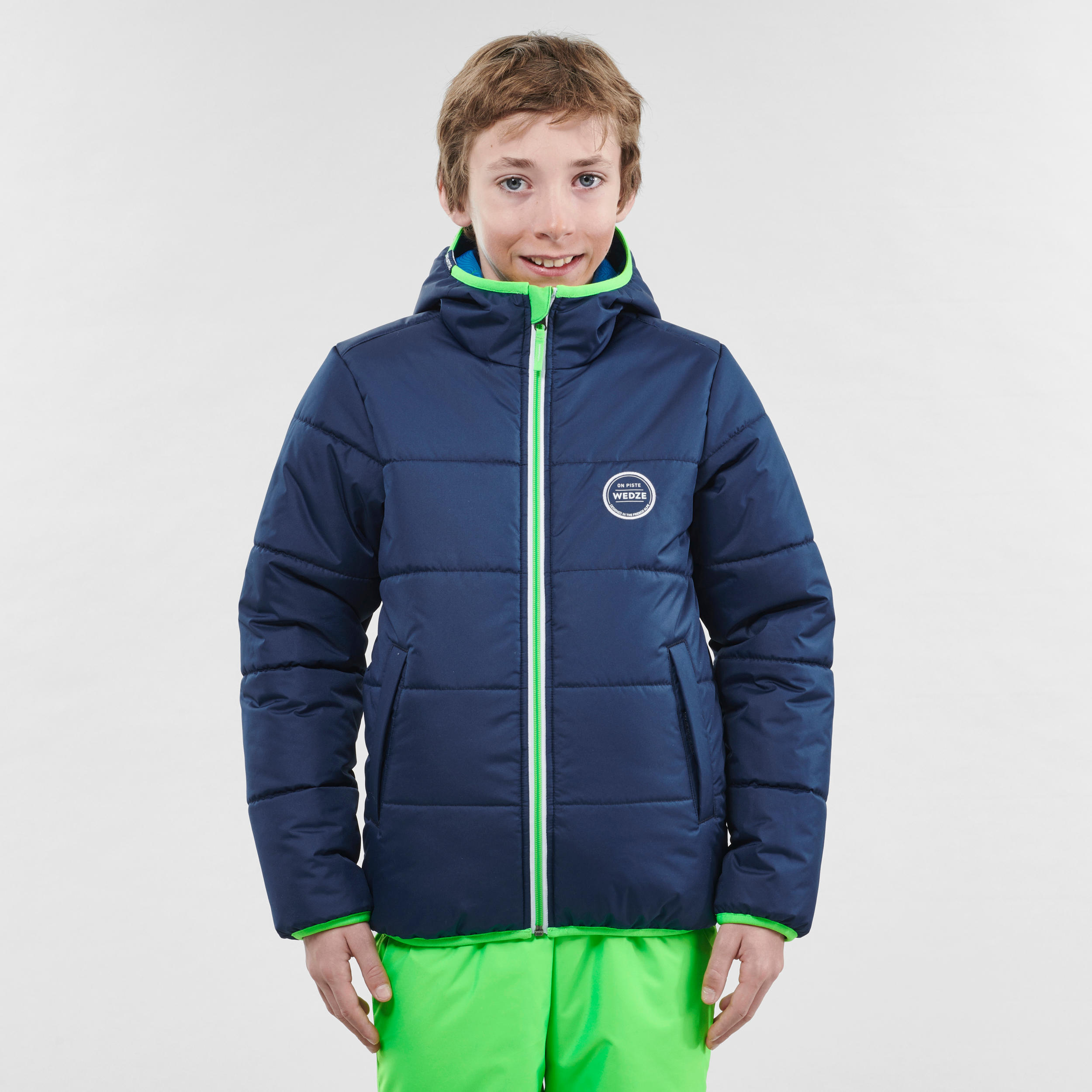 Kids' Ski Jacket Warm Reverse - Blue and Green 3/7