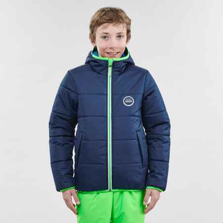 Skijacke Warm Reverse 100 Kinder grün / blau