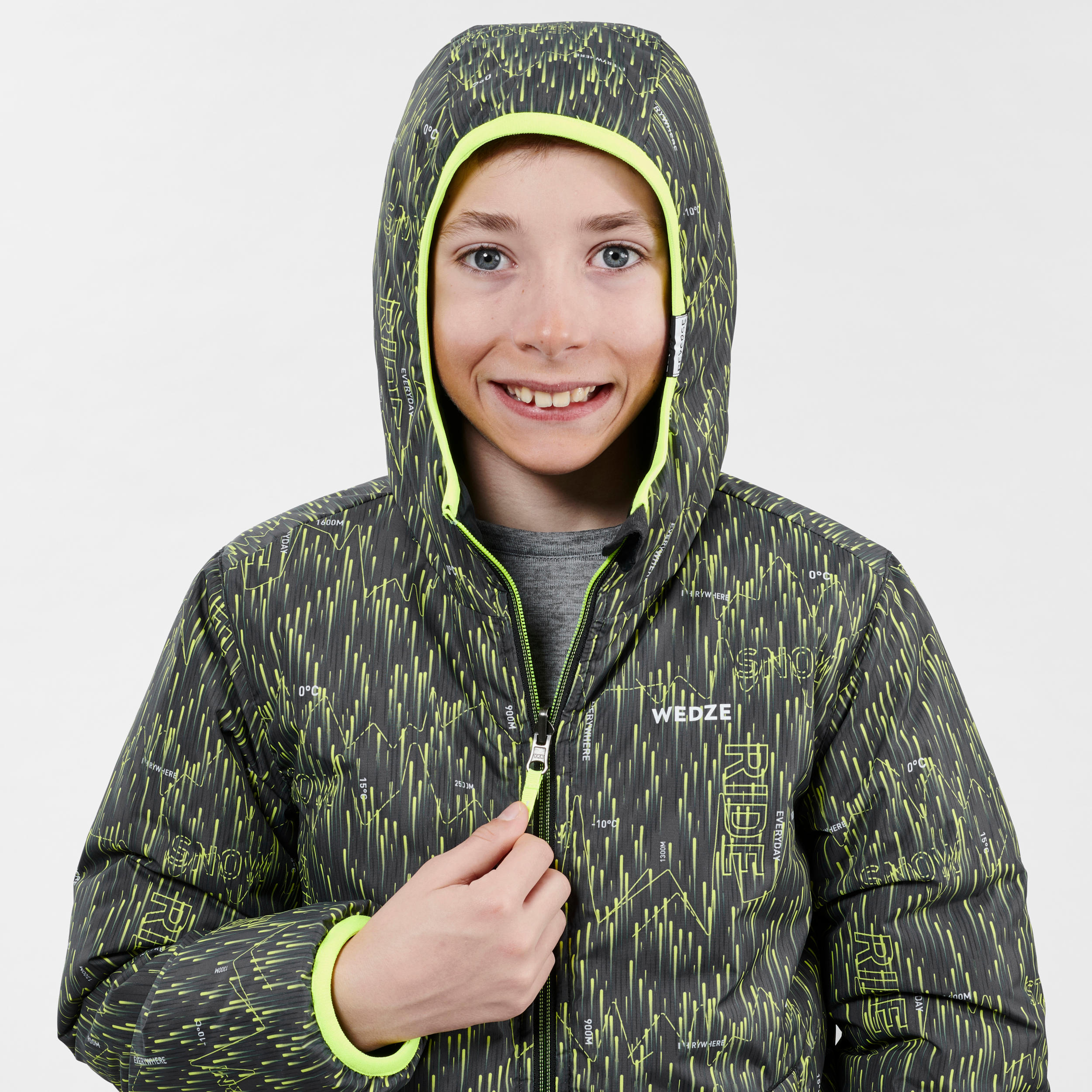 Children's Ski Jacket Warm Reverse - Black and Yellow 9/21