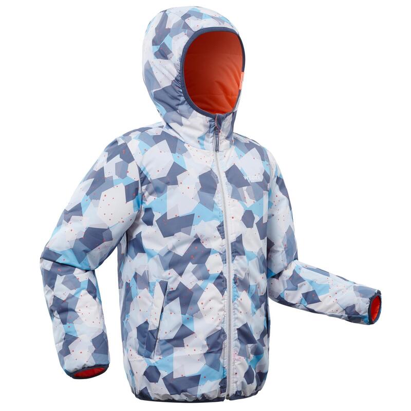 VESTE DE SKI ENFANT WARM REVERSE 100 CORAIL ET BLEUE