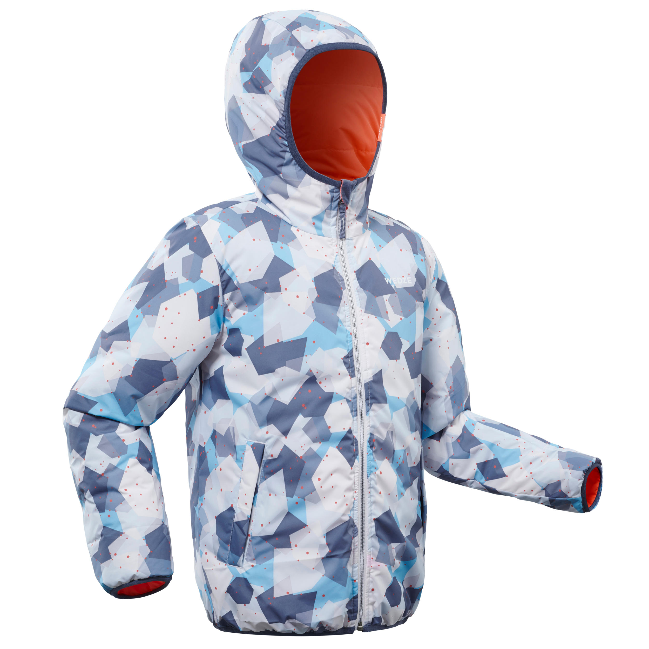 VESTE DE SKI ENFANT WARM REVERSE 100 CORAIL ET BLEUE Decathlon