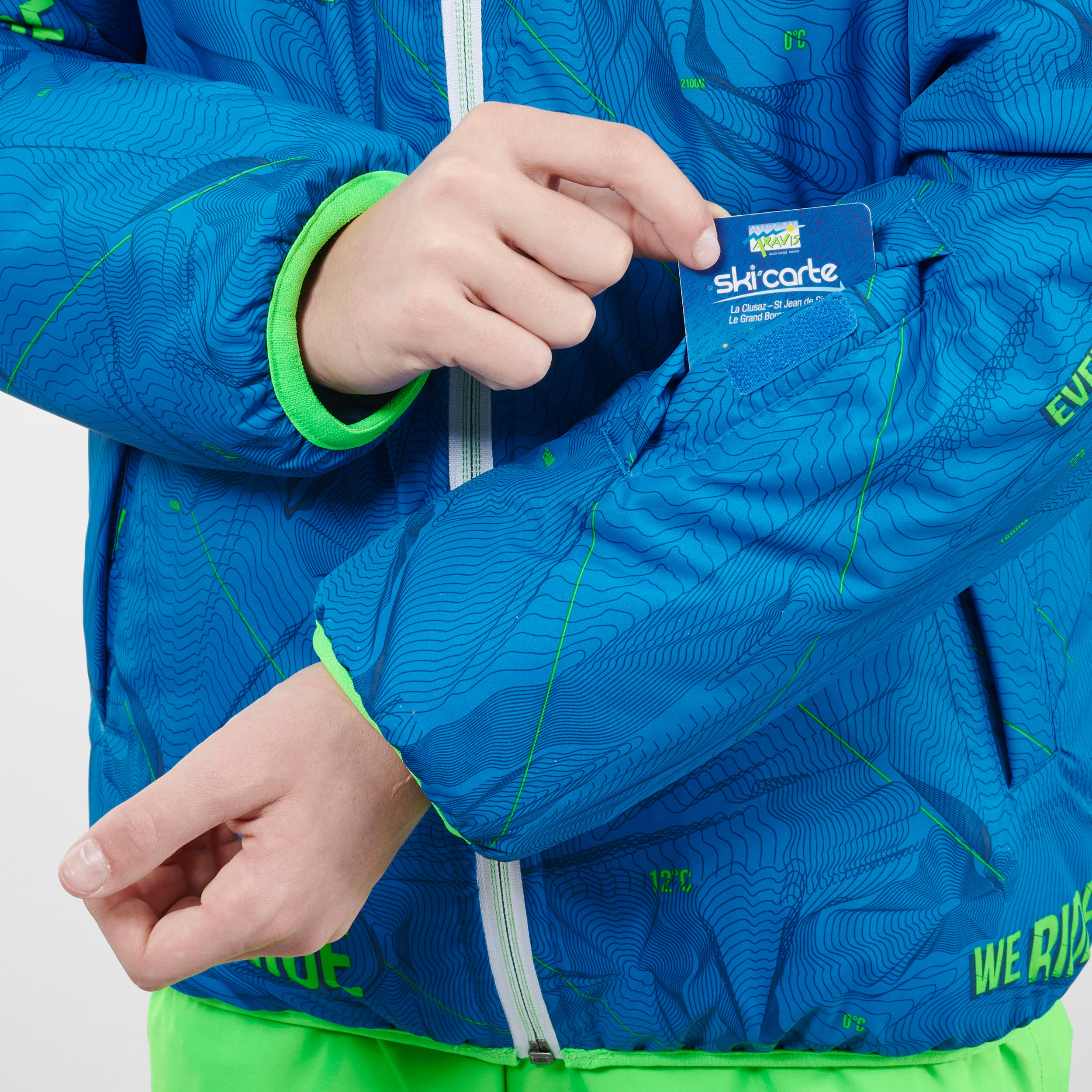 Abrigo/chamarra acolchada para esquí/nieve WED'ZE Reverse 100 NIÑOS AZUL  VERDE - Decathlon