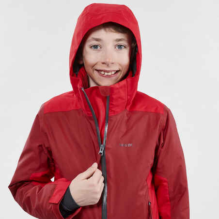 Skijacke warm wasserdicht 500 Kinder rot/bordeaux 