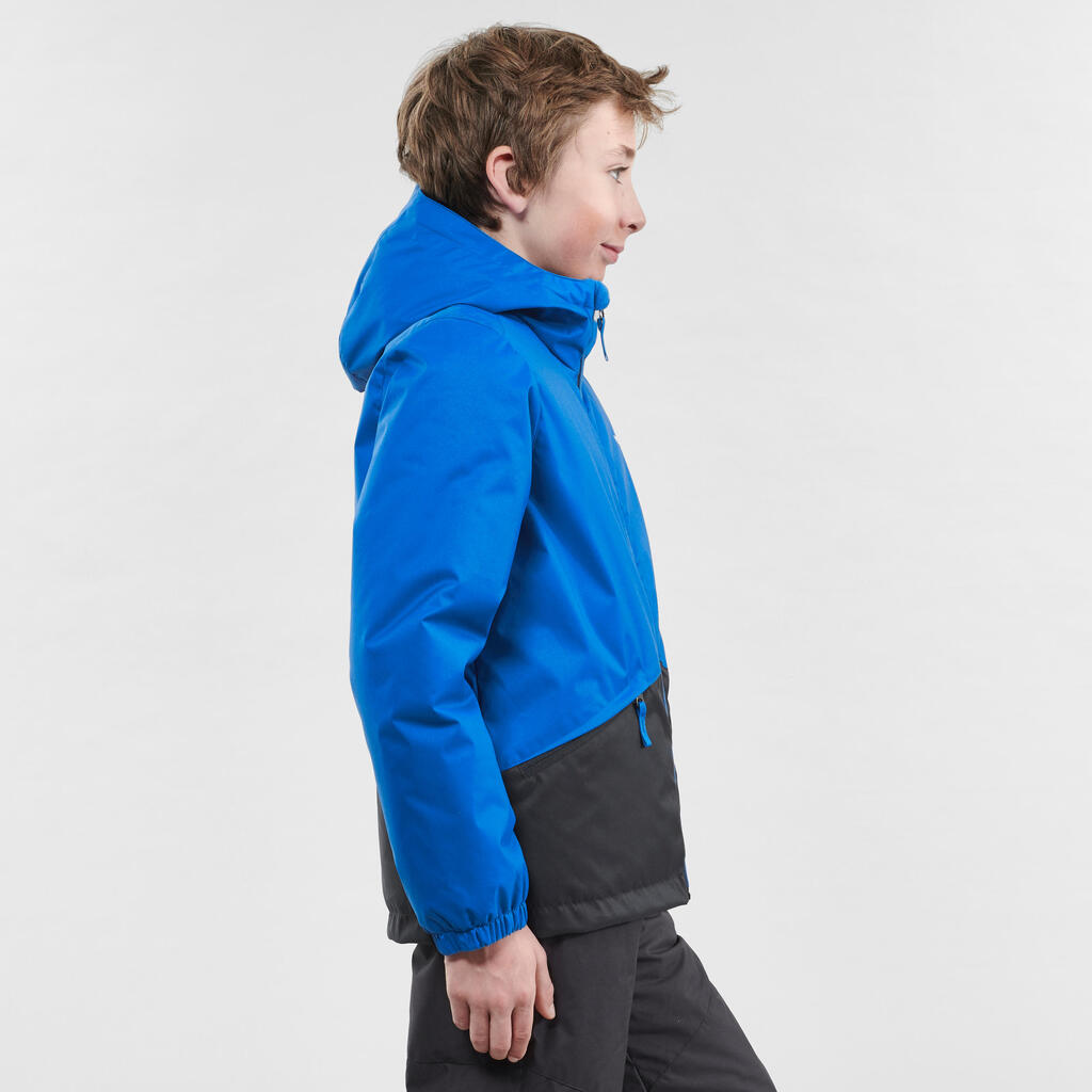 KIDS’ WARM AND WATERPROOF SKI JACKET 100 BLUE