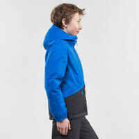 KIDS’ WARM AND WATERPROOF SKI JACKET 100 BLUE