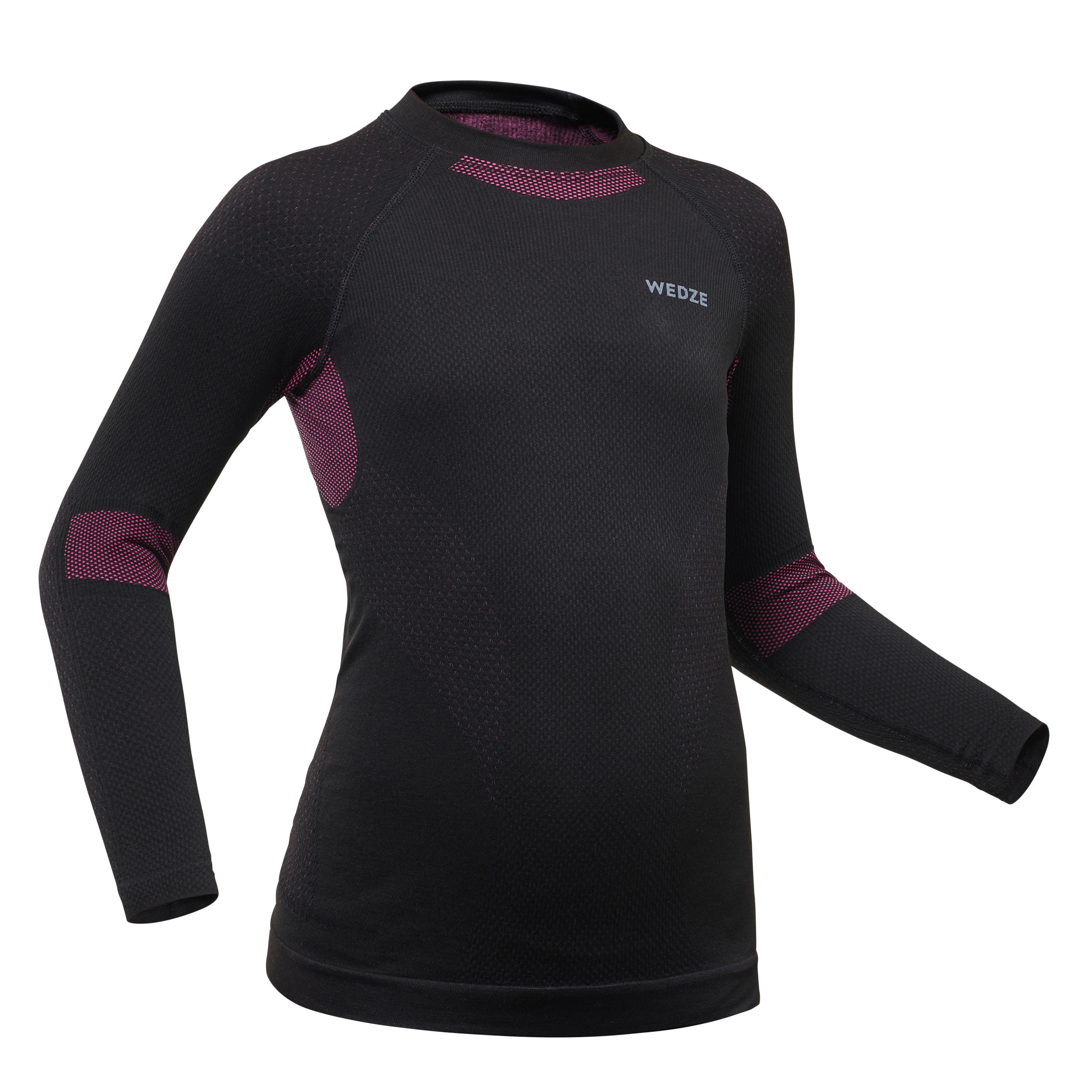Kids’ Ski Base Layer Seamless I-Soft Top - BL 580 - Black/Pink 1/8
