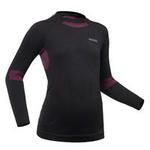 Wedze Thermoshirt voor skiën voor kinderen 900 I-Soft zwart en roze
