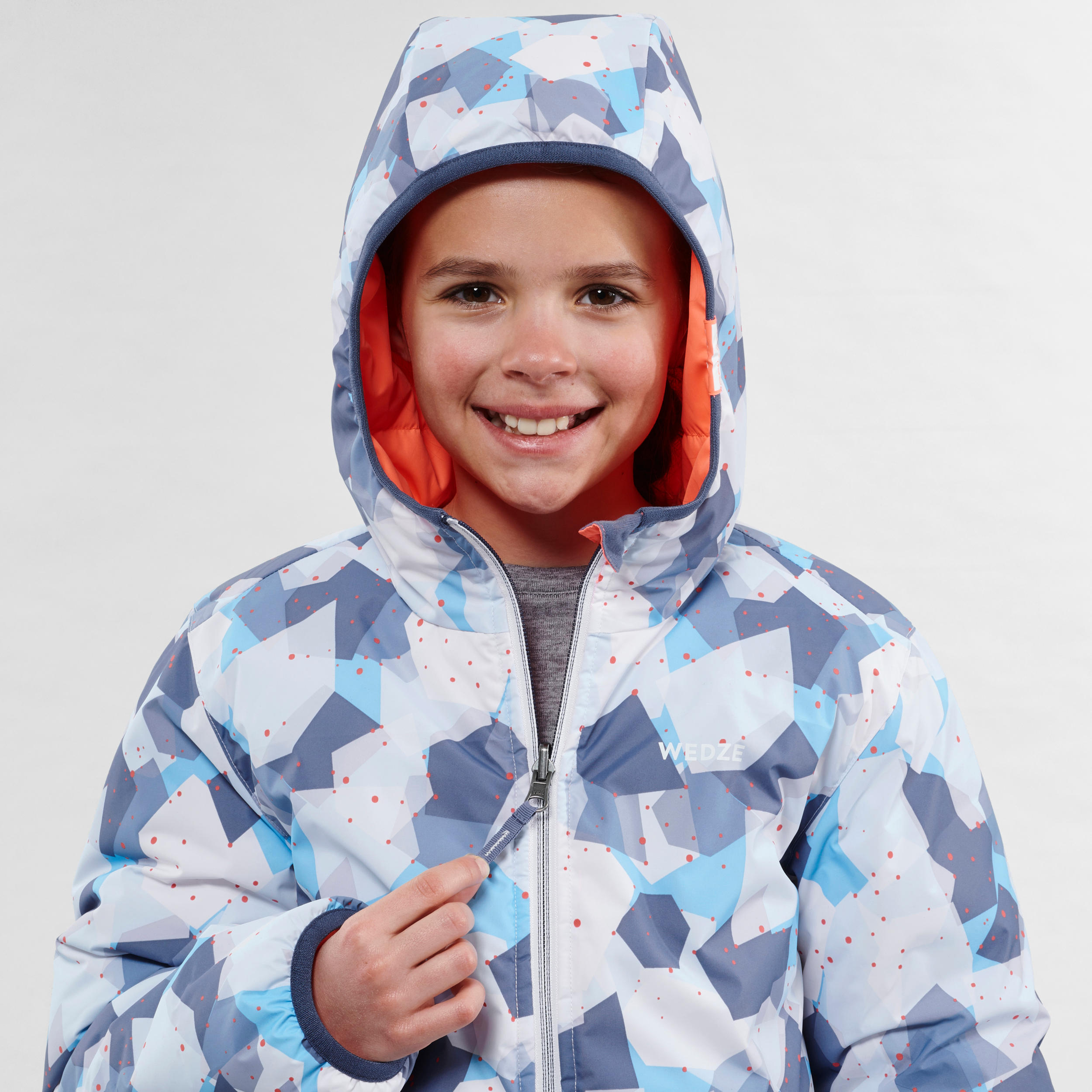 VESTE DE SKI ENFANT WARM REVERSE 100 CORAIL ET BLEUE Decathlon