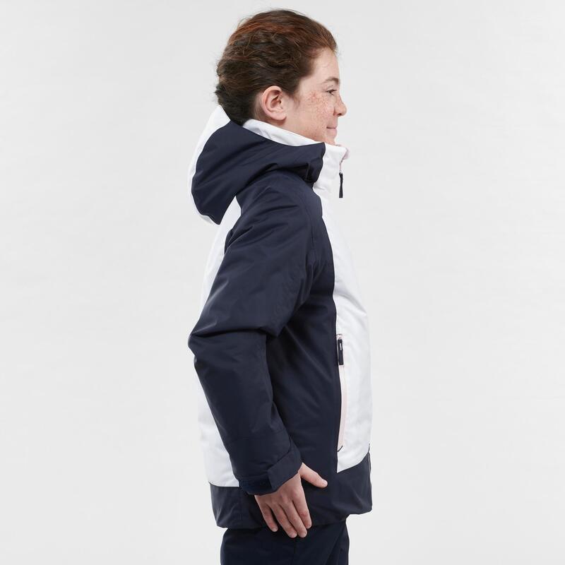 CHAQUETA DE ESQUÍ NIÑOS CÁLIDA E IMPERMEABLE - 500 BLANCO Y AZUL