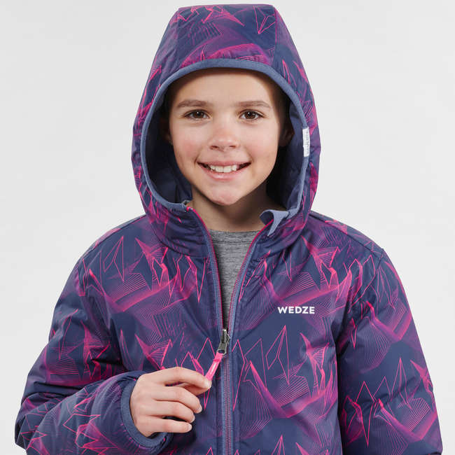 WEDZE CHILDREN'S SKI JACKET WARM REVERSE 100 - BLUE AND...