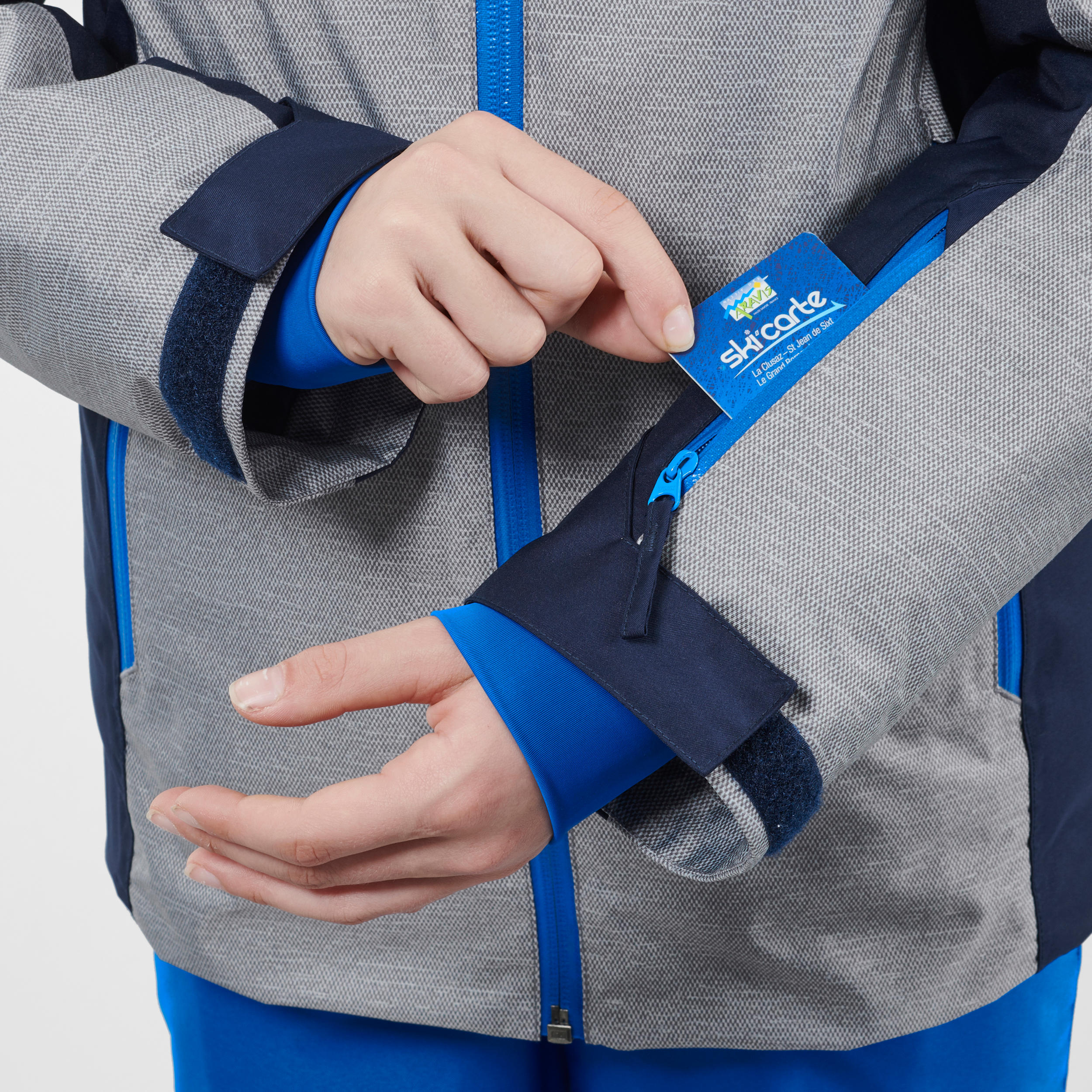 CHILDREN'S SKI JACKET 500 - GREY AND BLUE 5/13
