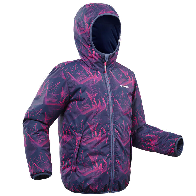 VESTE DE SKI ENFANT WARM REVERSE 100 BLEUE ET ROSE