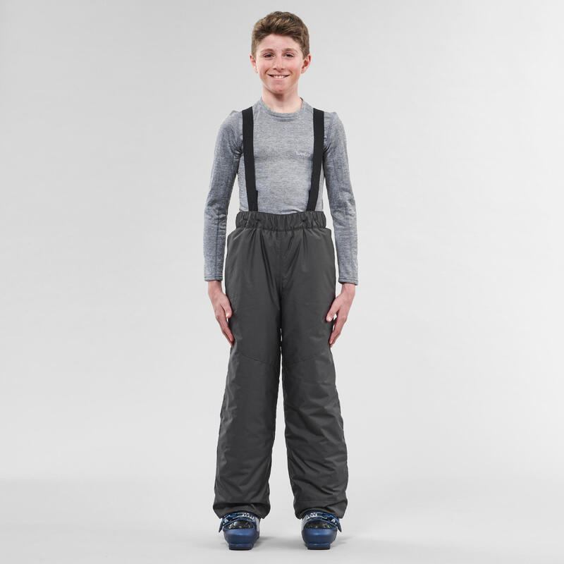 PANTALON DE SKI ENFANT 100 GRIS FONCÉ