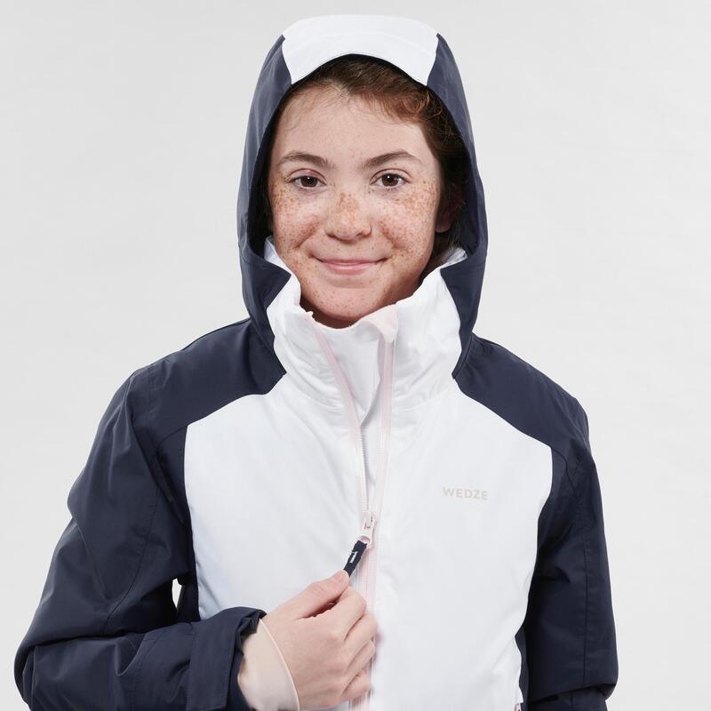 CHAQUETA DE ESQUÍ NIÑOS CÁLIDA E IMPERMEABLE - 500 BLANCO Y AZUL