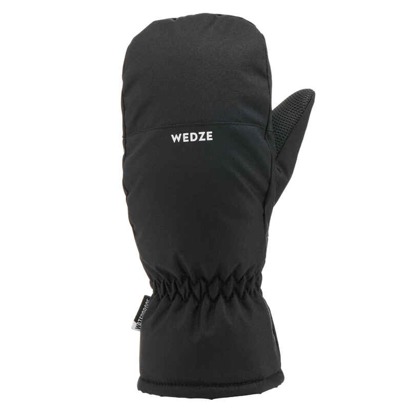 KIDS’ WARM AND WATERPROOF SKI MITTENS 100 BLACK