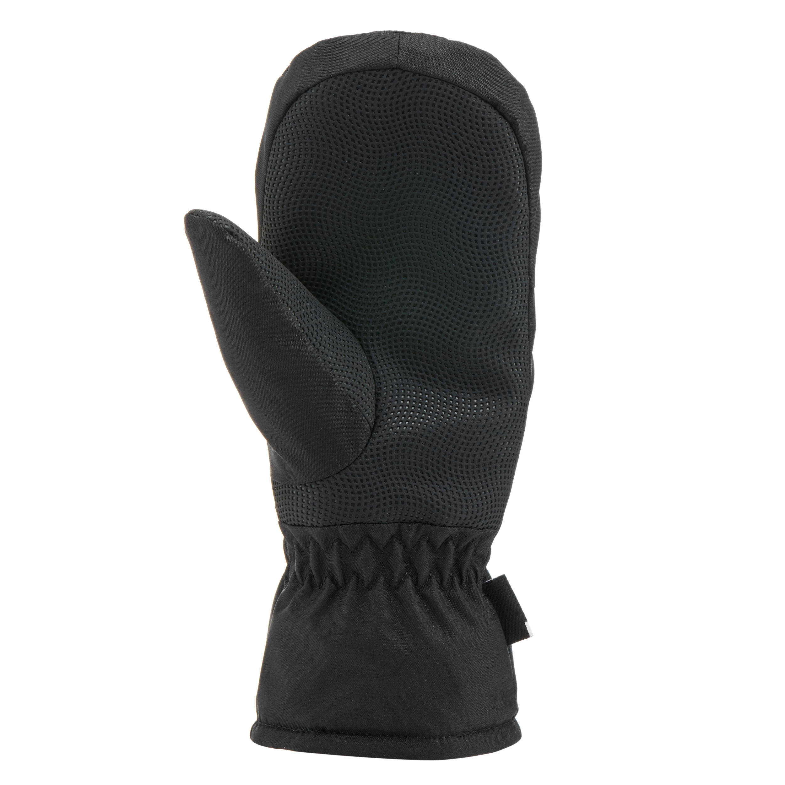 KIDS’ WARM AND WATERPROOF SKI MITTENS 100 BLACK -  3