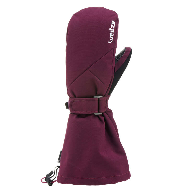 JUNIOR ON PISTE SKIING GLOVES Ski Wear - JR D-SKI MITTEN 500 - PLUM WEDZE - Ski Wear