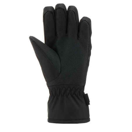 KIDS’ WARM AND WATERPROOF SKI GLOVES - 100 BLACK