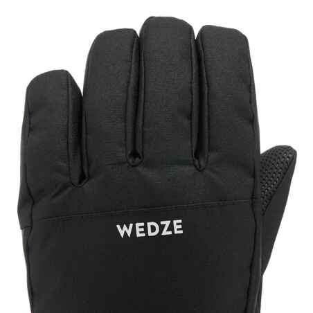 KIDS’ WARM AND WATERPROOF SKI GLOVES - 100 BLACK