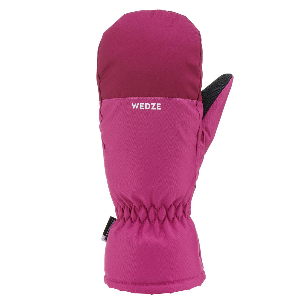 Kids’ warm and waterproof ski mittens 100 purple