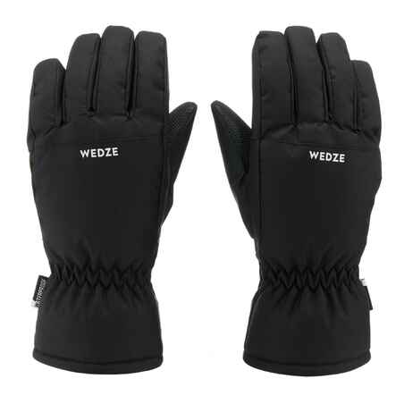 KIDS’ WARM AND WATERPROOF SKI GLOVES - 100 BLACK