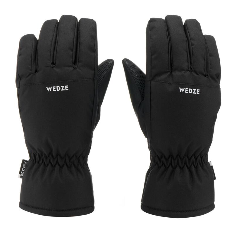 Guantes térmicos de esquí y nieve impermeables Niños 4-14 años Ski-P 100 negro