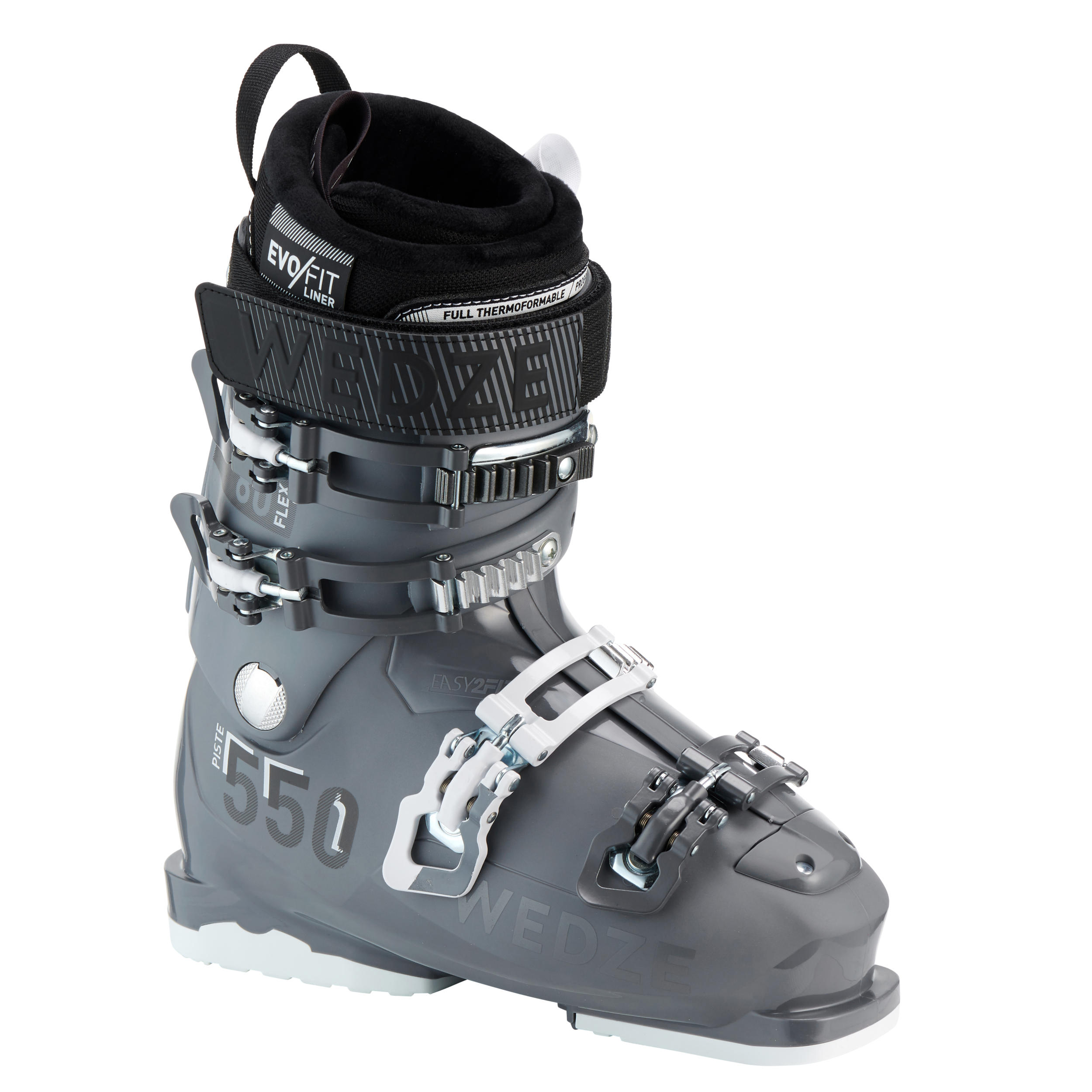 WEDZE Bota de Esquí Mujer Wedze EVOFIT 550 Flex 80 Alpino Gris
