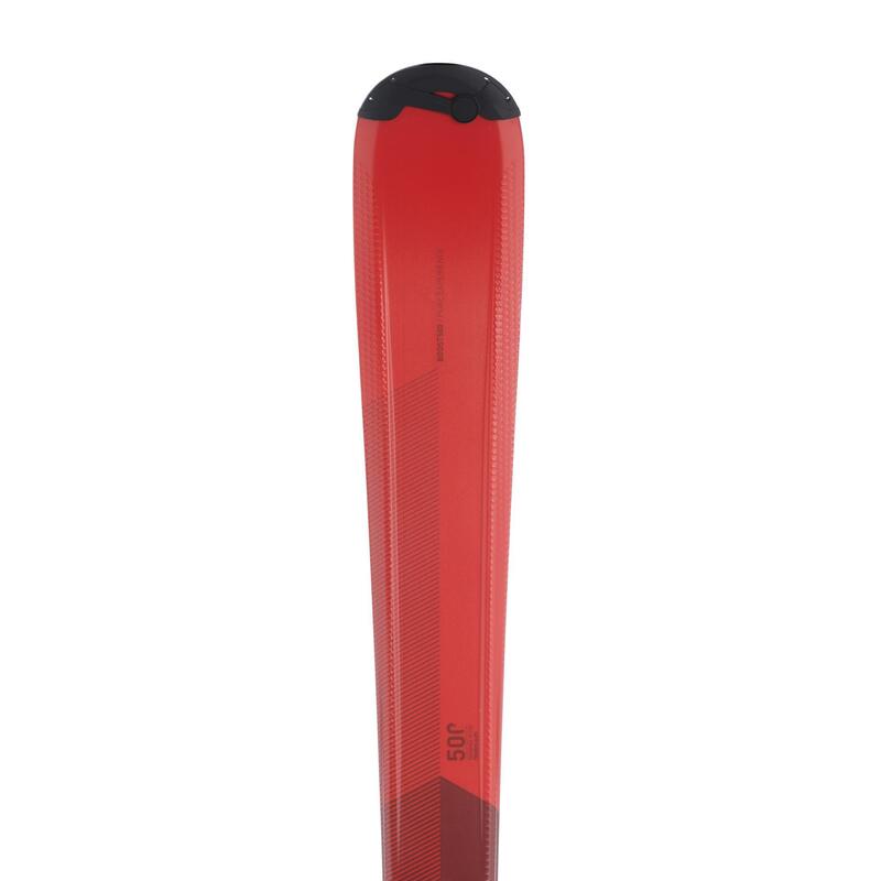 SKI DE PISTE ENFANT AVEC FIXATION BOOST 500 ROUGE