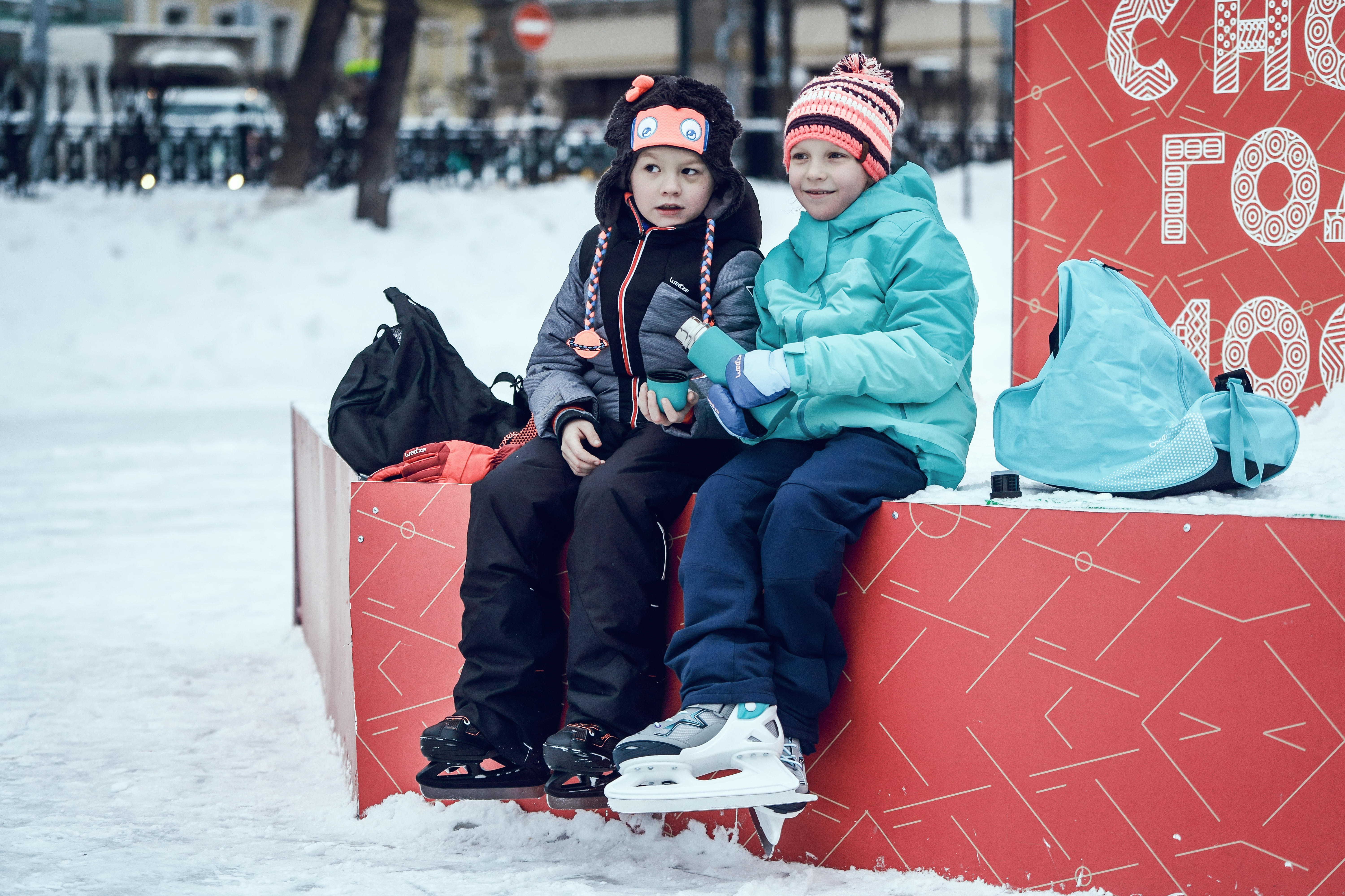 Kids' Ice Skates - FIT 100 Grey/Turquoise - OXELO