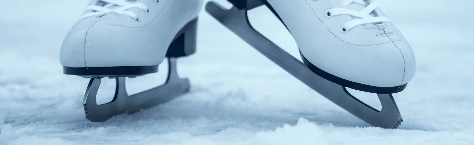 close-up on ice skates