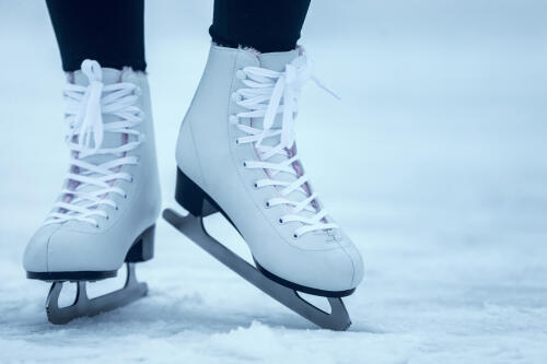 close-up on ice skates