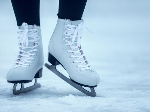 close-up on ice skates