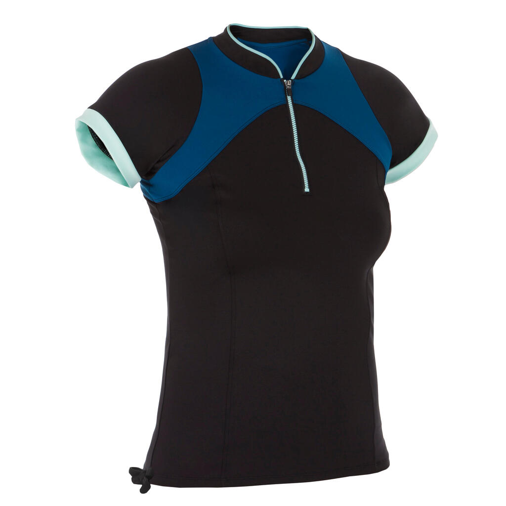 T-Shirt Aquagym Aquabike Aquawandern Damen - Zia schwarz/khaki