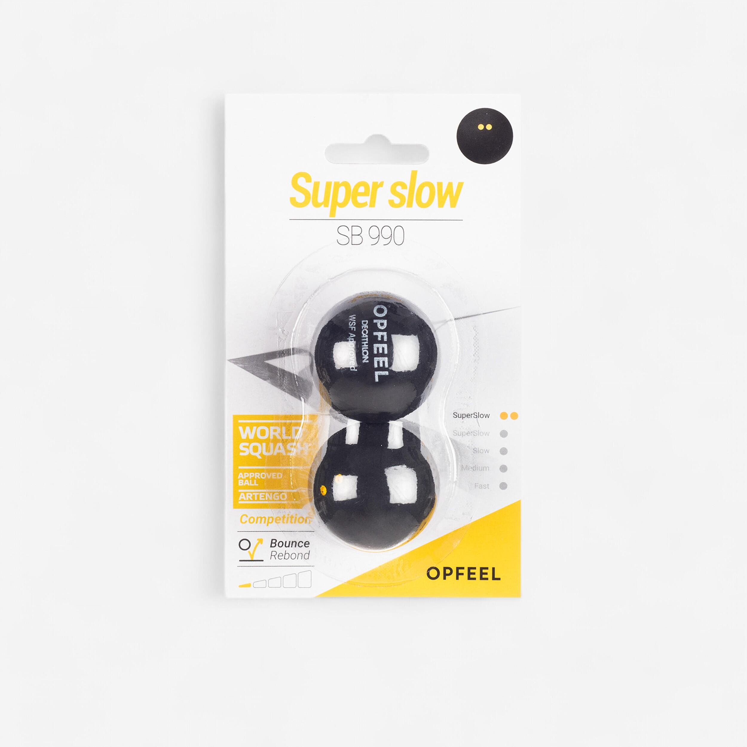

SB 990 Double Yellow Dot Squash Ball Twin-Pack -  By OPFEEL | Decathlon