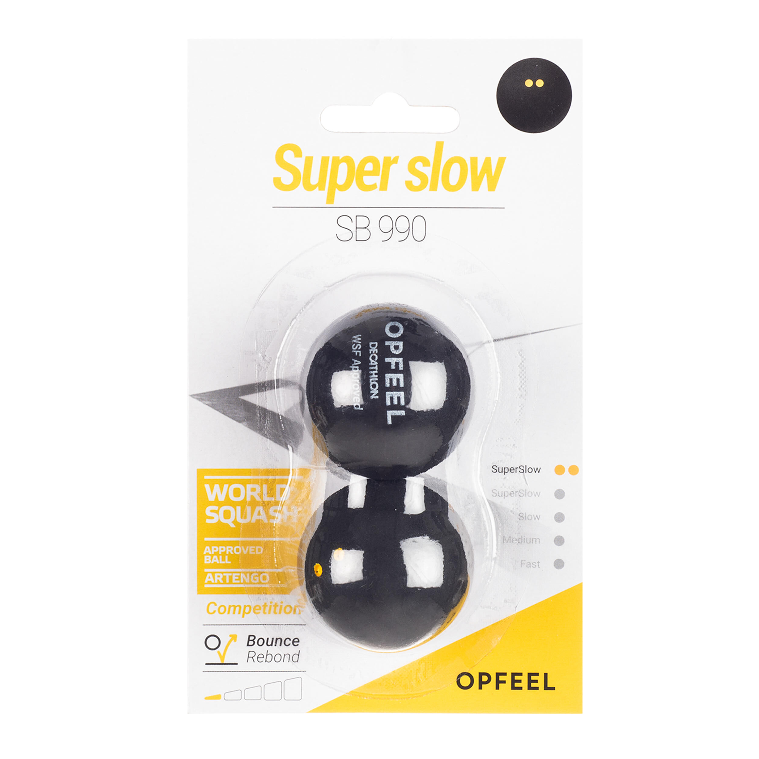 PERFLY SB 990 Double Yellow Dot Squash Ball Twin-Pack