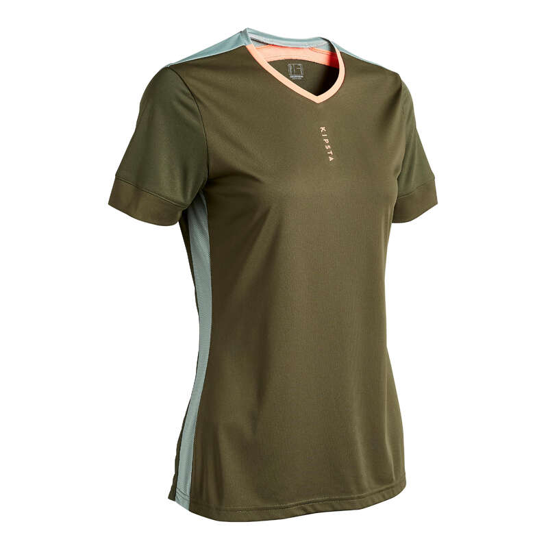 KIPSTA F500 Women's Football Shirt - Green/Bronze/Coral...