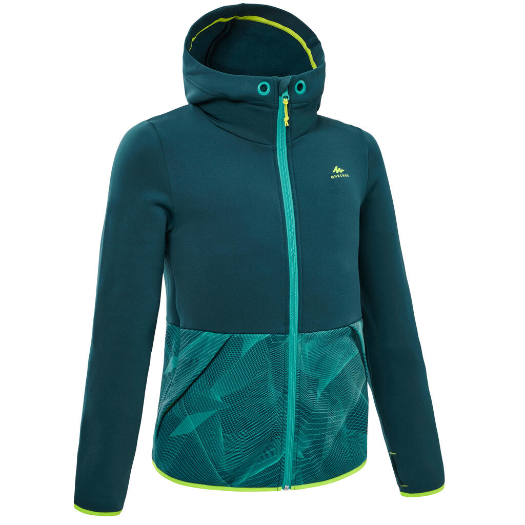 Children's age 7-15 hiking fleece mh500 - turquoise green