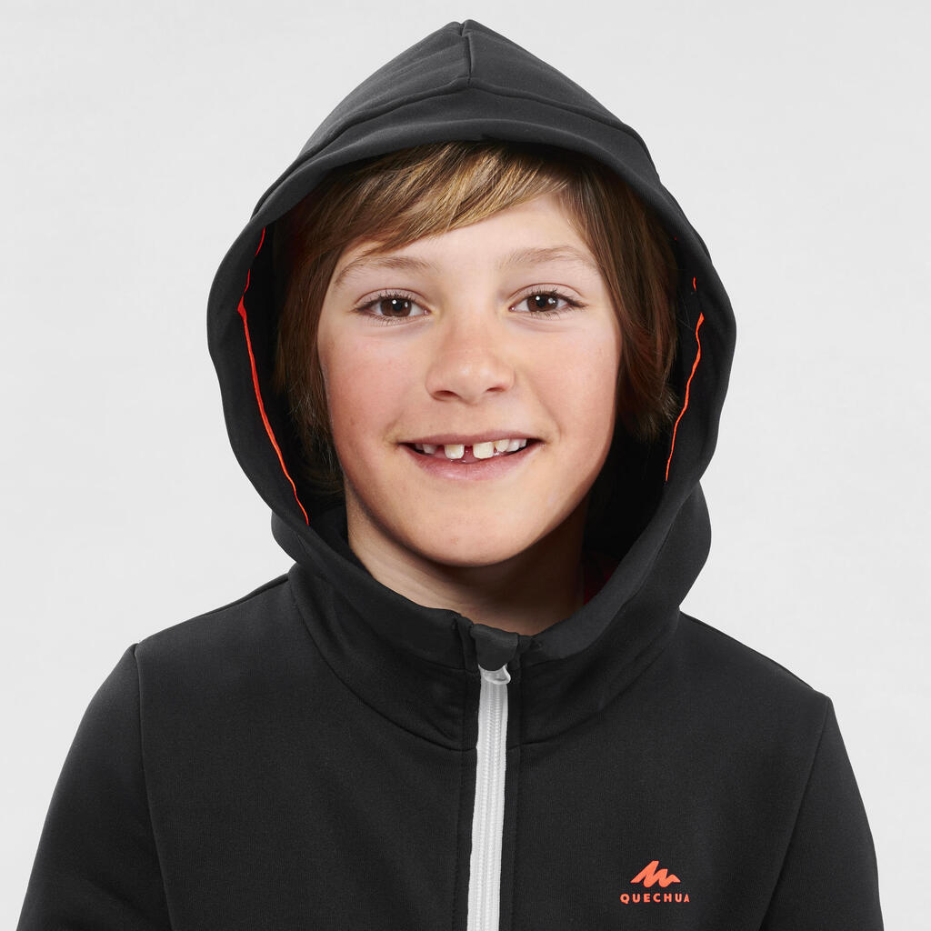 VESTE POLAIRE DE RANDONNEE - MH500 NOIRE GRISE - ENFANT 7-15 ANS