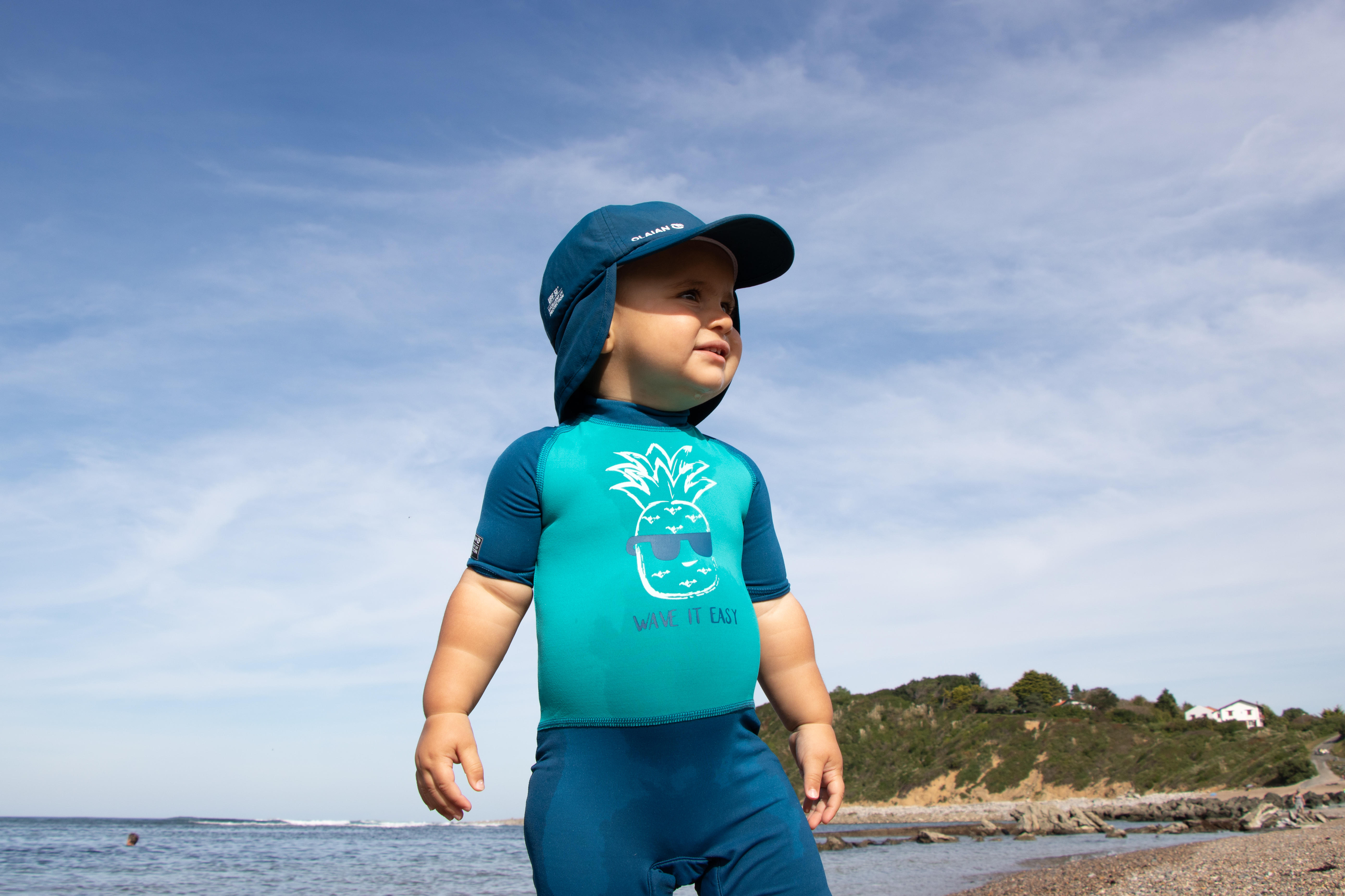 Baby Short Sleeve UV Protection Surfing Shorty T Shirt Blue